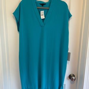 Beautiful turquoise shift dress with cap sleeves
